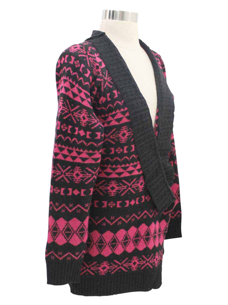 Aztec Print Long Cardigan Sweater