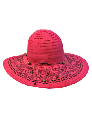 Hot Pink Floppy Hat With Elegant Trim
