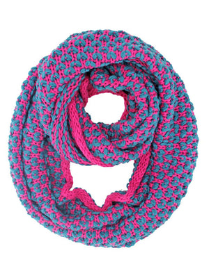Two-Tone Knit Winter Infinity Scarf