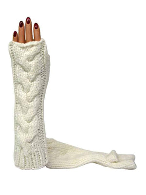 Long Thick Cable Knit Arm Warmer Gloves