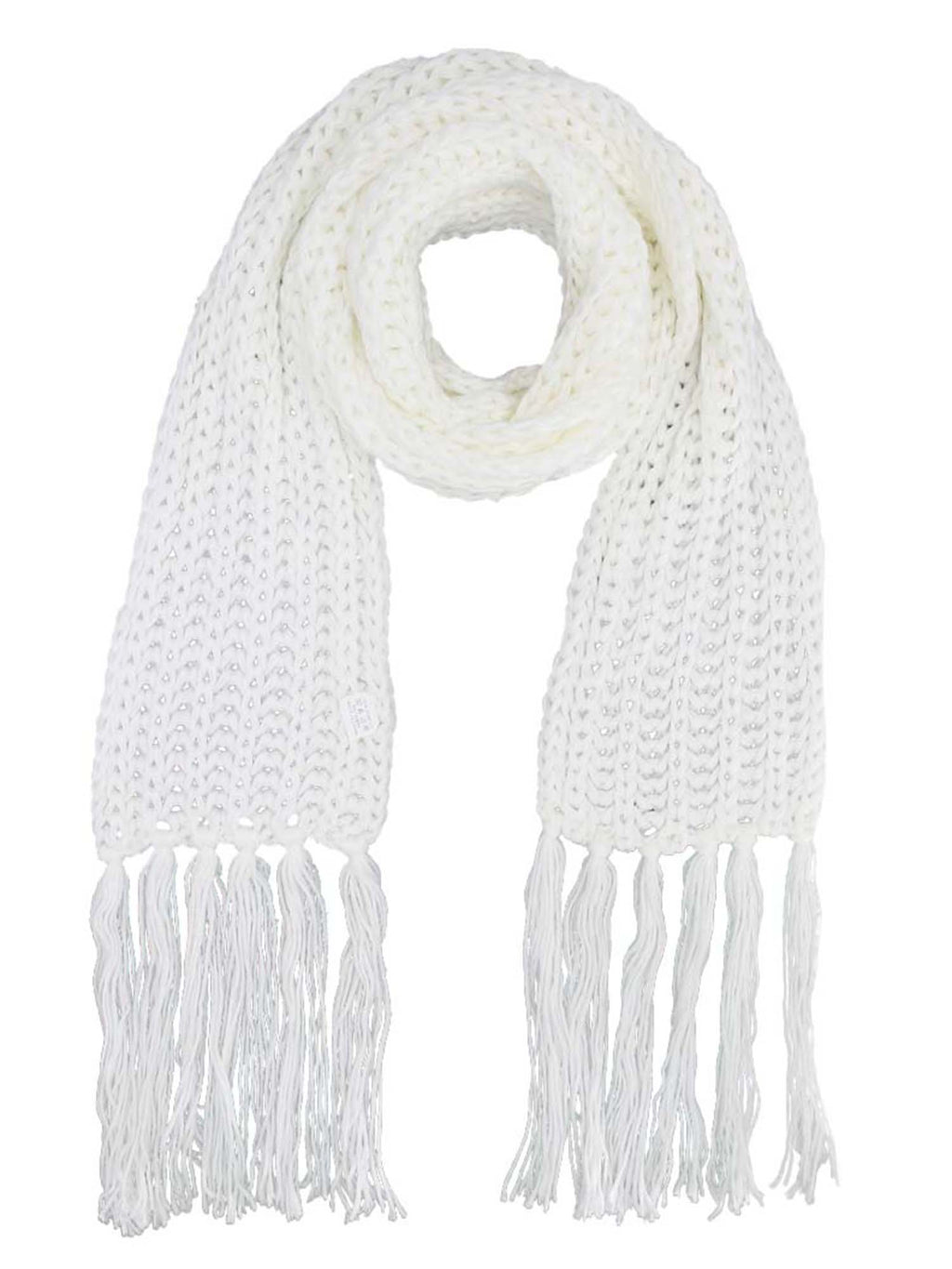 Thick Knit Long Winter Scarf With Fringe