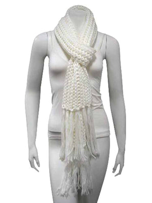 Thick Knit Long Winter Scarf With Fringe