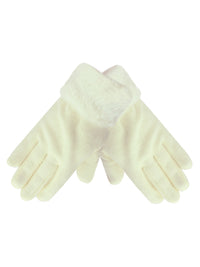 Fleece Hat Scarf & Glove Set With Plush Fur Trim