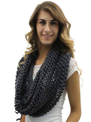 Crocheted Knit Infinity Scarf Shawl