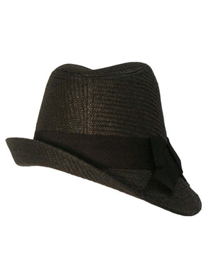 Black Fedora Hat With Slanted Brim