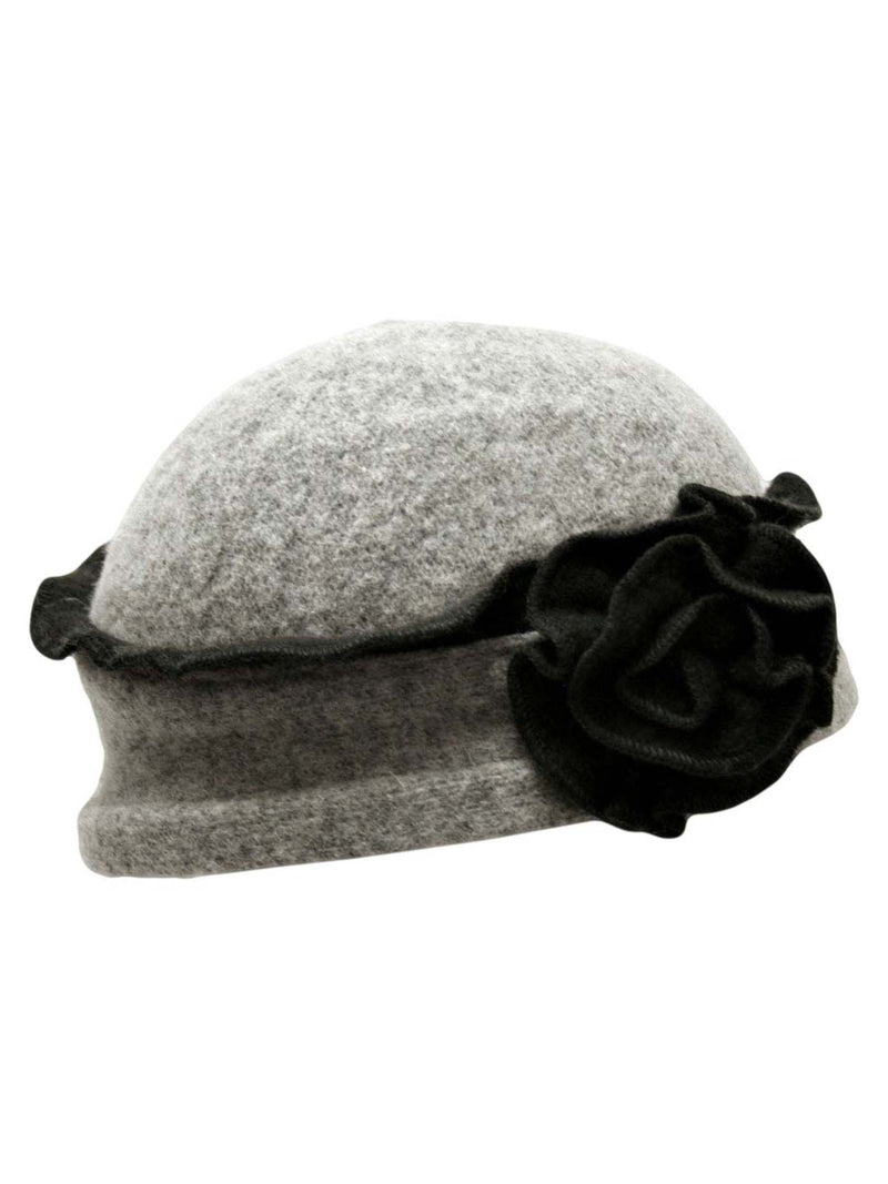 Wool Cloche Hat With Rosette