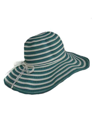 Turquoise & White Wide Brim Floppy Hat