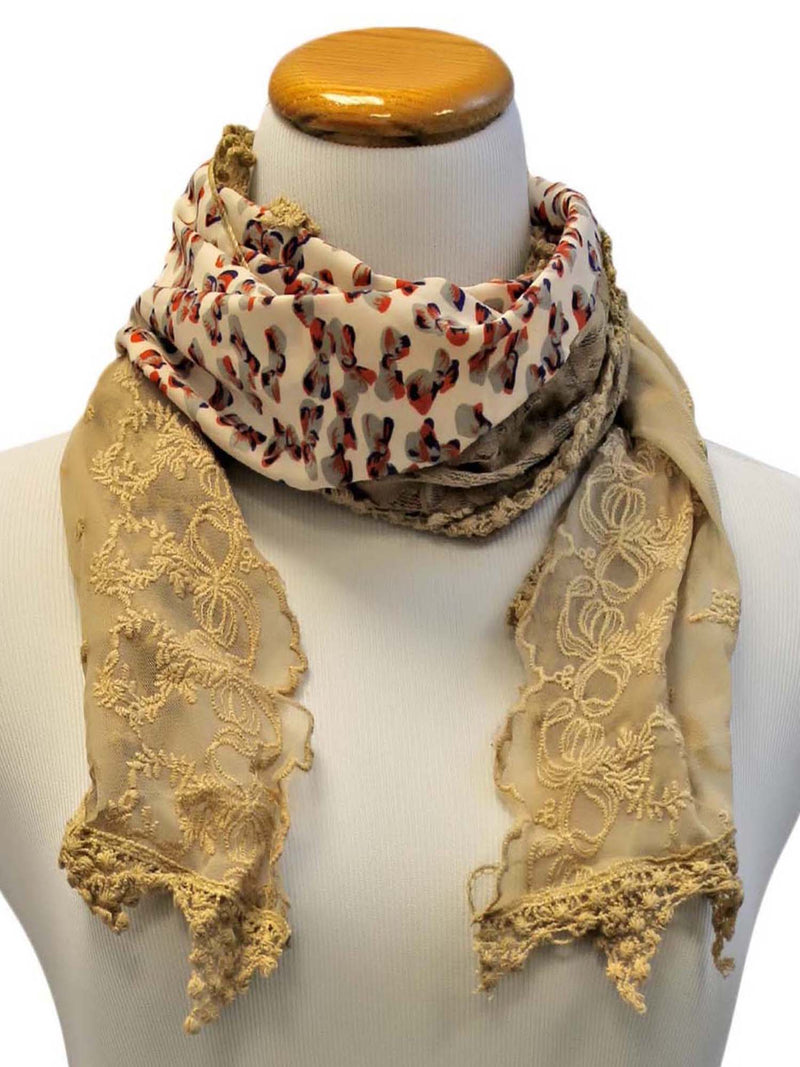 Lightweight Lace Scarf With Bow Print