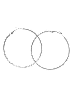 Classic Silver Hoop Earrings With Ribbed Detail