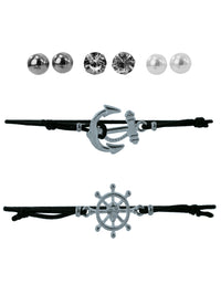 Anchor & Wheel Bracelet Earring Set
