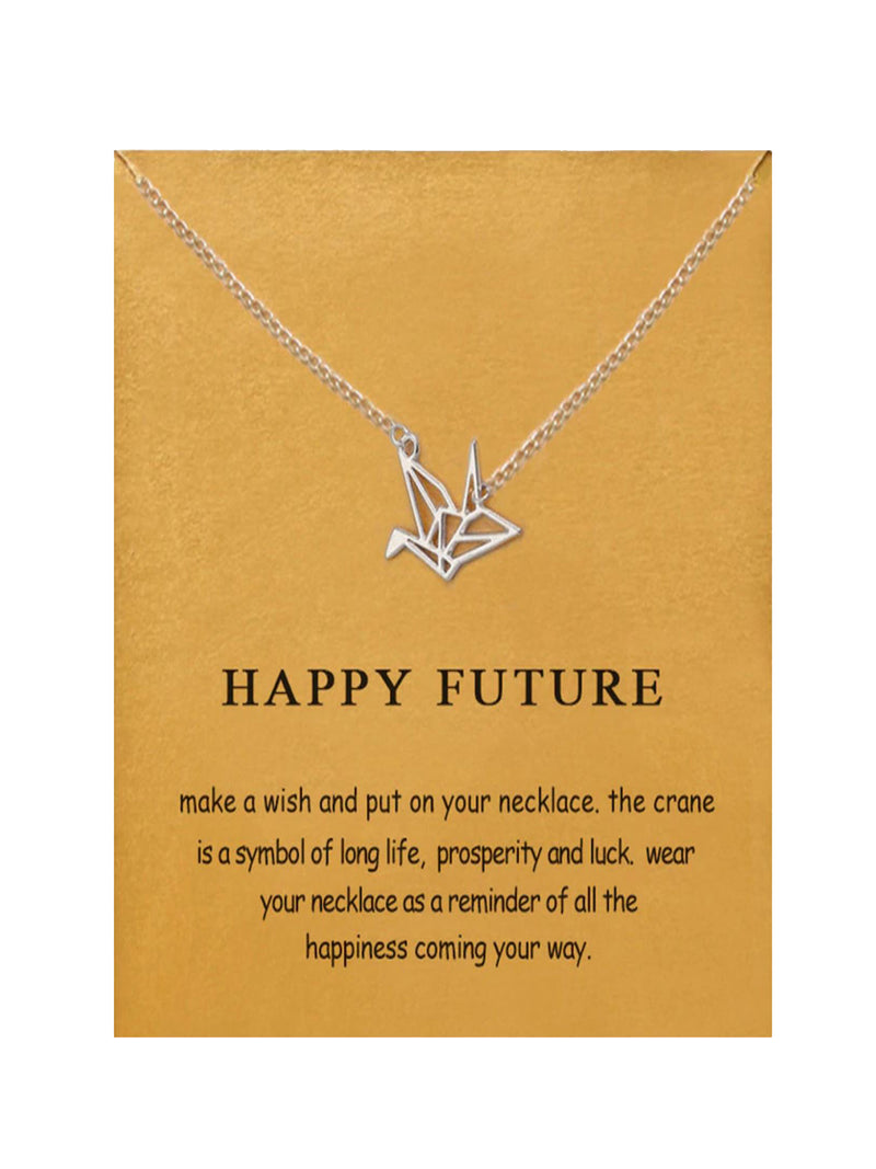 Crane Future Inspirational Silver Tone Necklace
