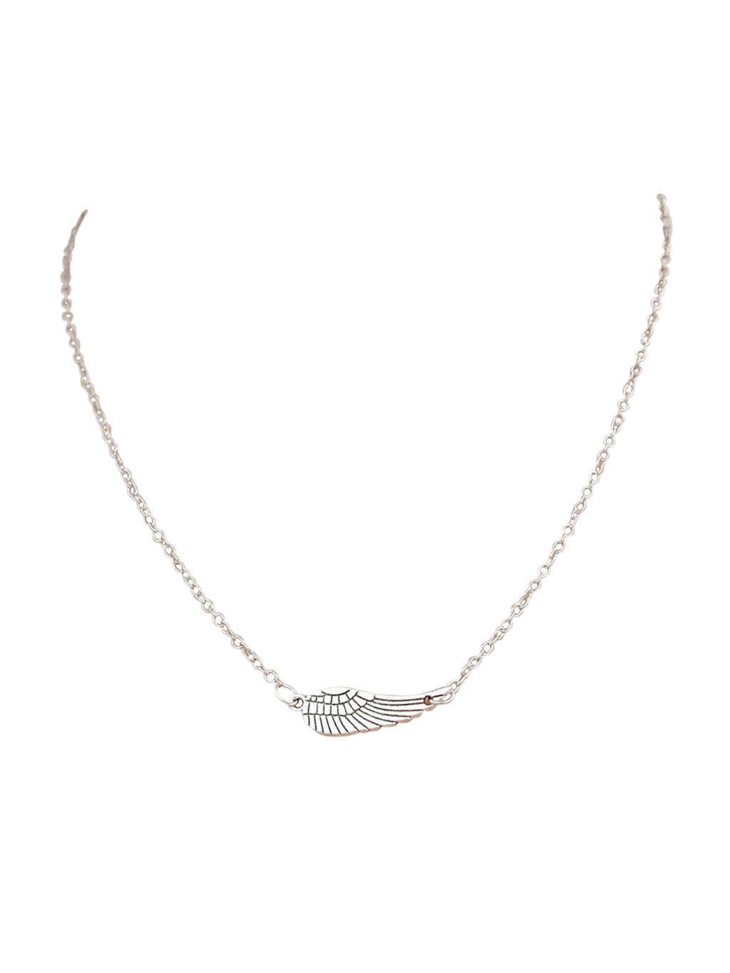 Womens Silver Tone Angel Wing Necklace & Bracelet