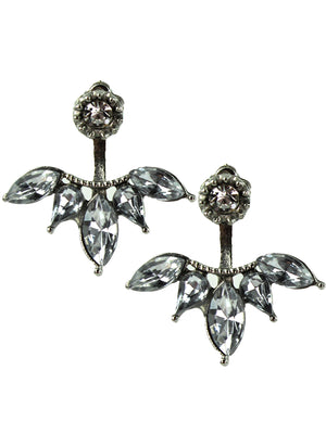 Silver Tone Baroque Style Rhinestone Post Earrings