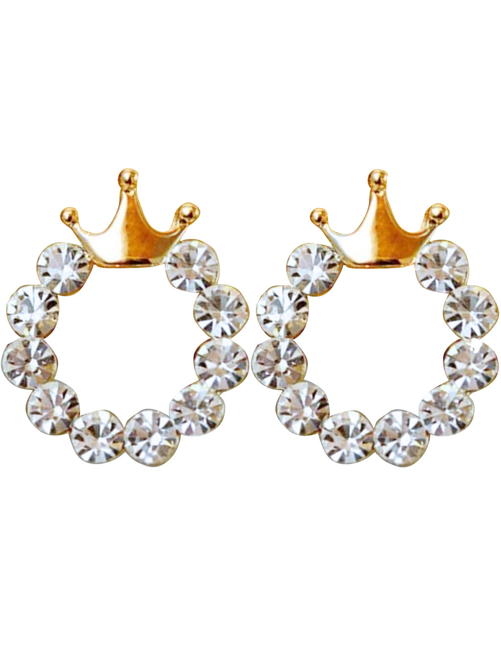 Petite Crowns On Rhinestone Circle Earrings