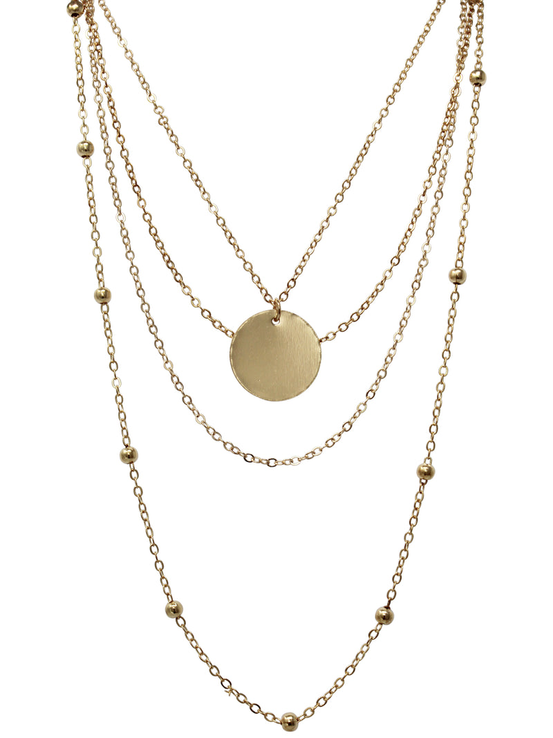 Copper Gold Tone 4 Layer Minimalist Necklace