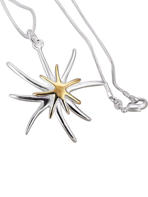 Sterling Silver & Gold Plated Starfish Necklace