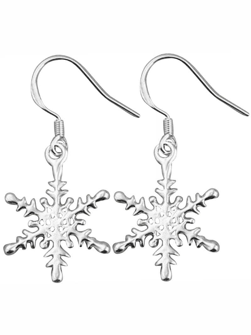 Sterling Silver Plated Snowflake Hook Earrings