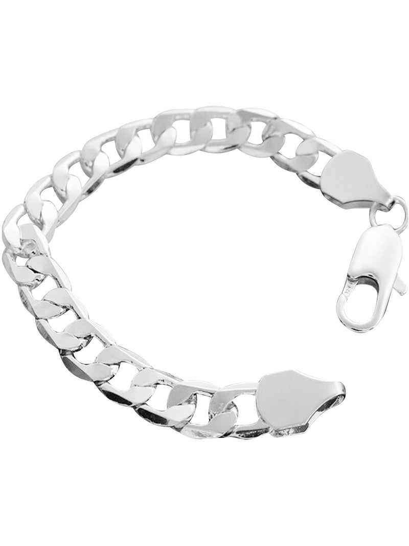 Mens Cuban Link Sterling Silver Plated Bracelet