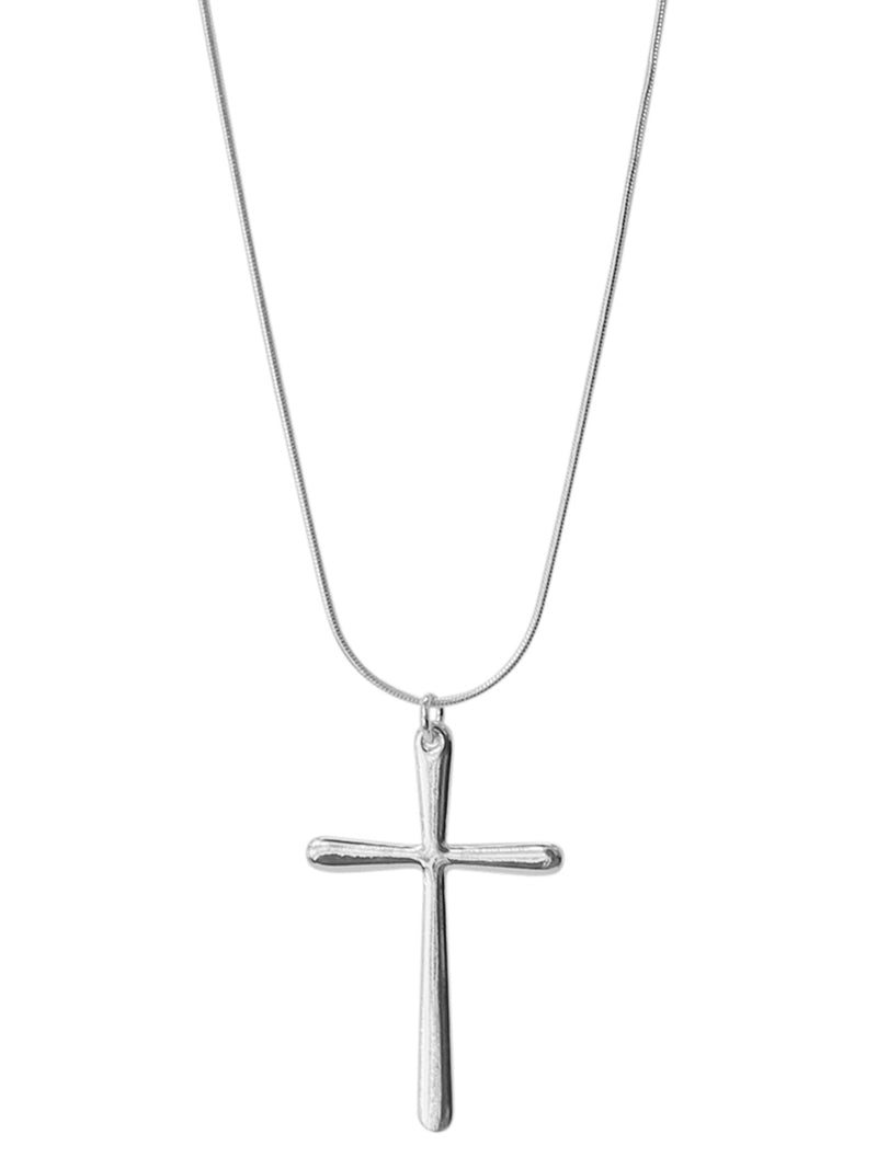 Sterling Silver Plated Cross Pendant & Necklace