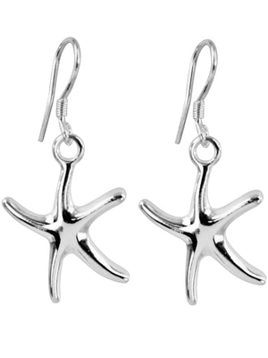 Starfish Sterling Silver Plated Hook Earrings