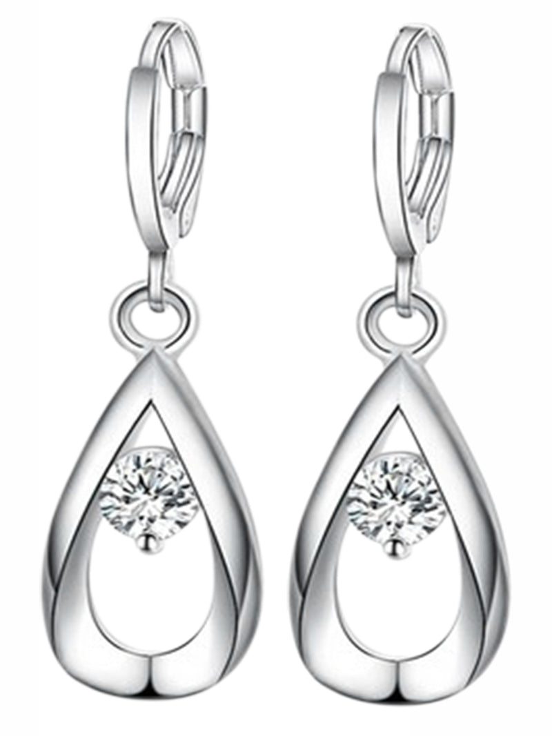 Sterling Silver Plated Crystal Stone Earrings