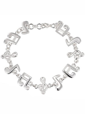 Musical Notes Sterling Silver Plated Charm Bracelet