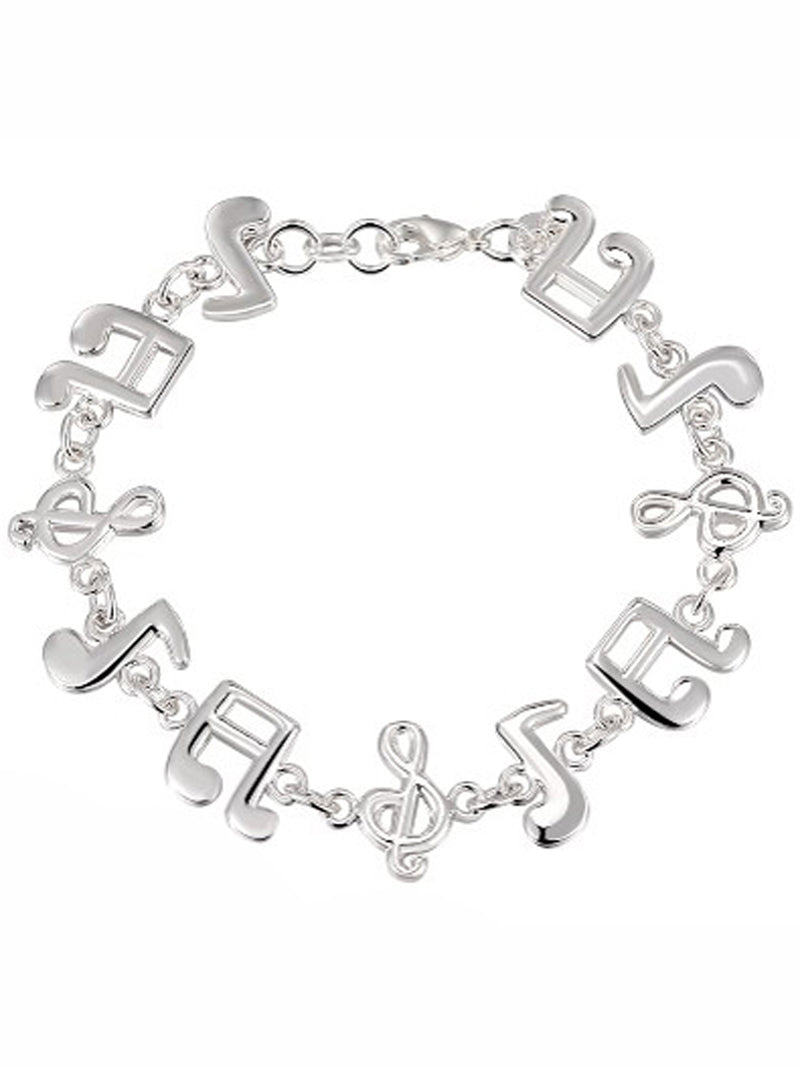 Musical Notes Sterling Silver Plated Charm Bracelet