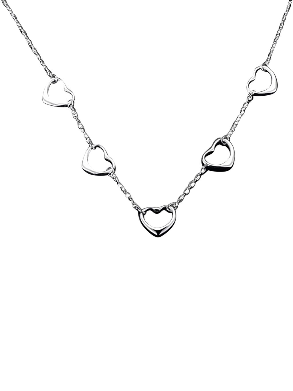Endless Hearts Sterling Silver Plated Necklace