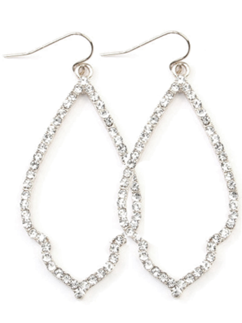 Silver Open Marquise Rhinestones Earrings