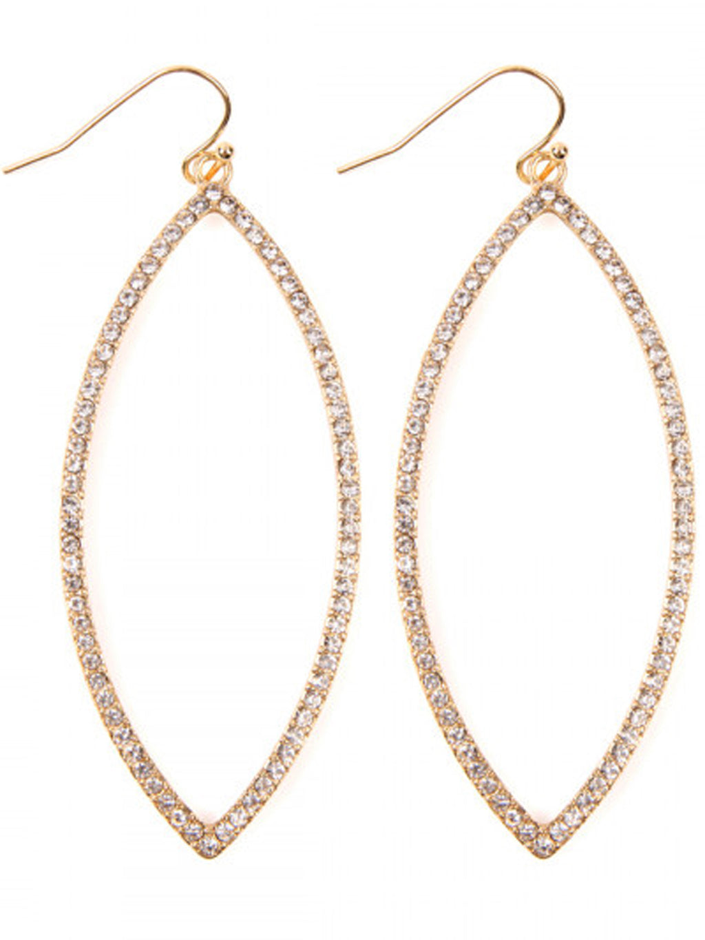 Gold Oval Open Marquise Rhinestones Earrings