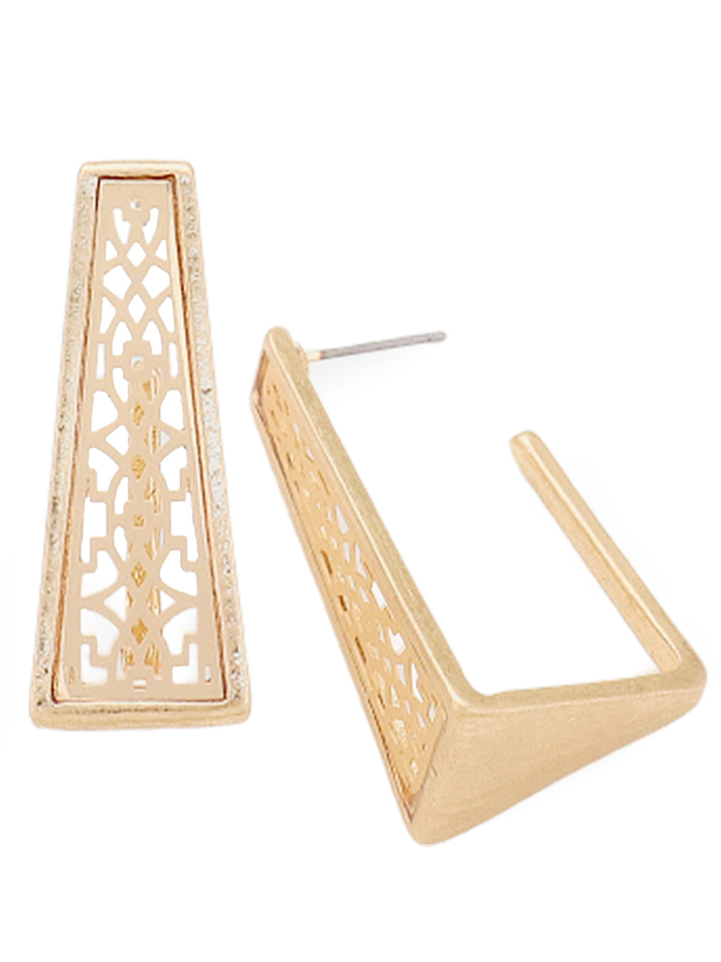 Antique Filigree Laser Cut Square Cuff Earrings