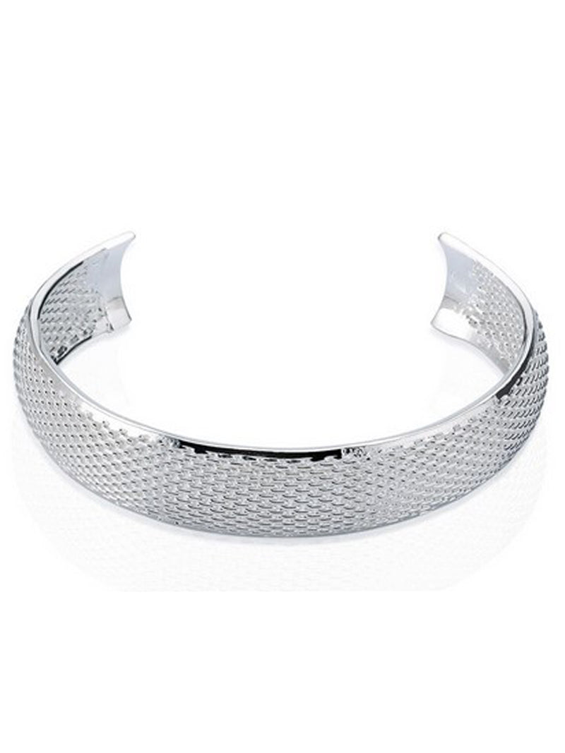 Sterling Silver Plated Mesh Cuff Bracelet