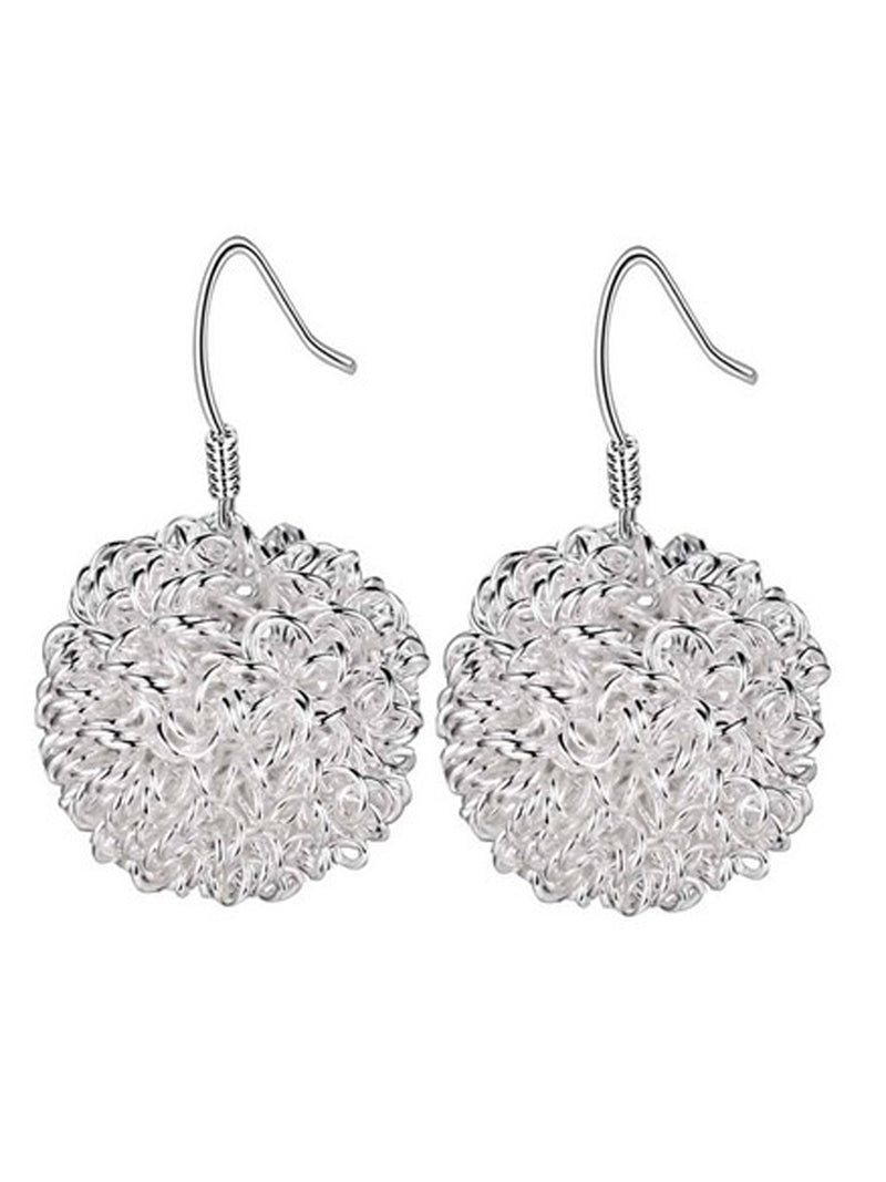 Sterling Silver Plated Woven Ball Drop Earrings