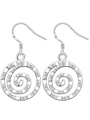 Sterling Silver Plated Hammered Circle Geometric Earrings