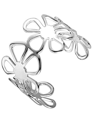 Sterling Silver Plated Retro Floral Bangle Cuff Bracelet