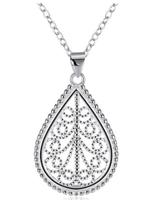Sterling Silver Plated Retro Pendant Teardrop Necklace