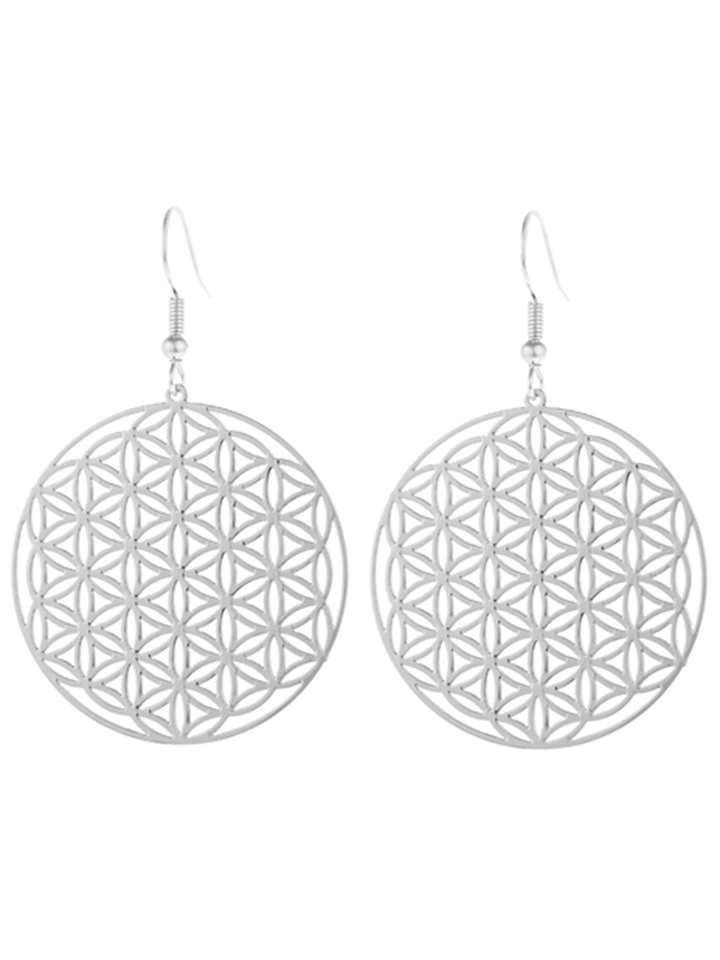 Silver Circle Laser Cut-Out Earrings