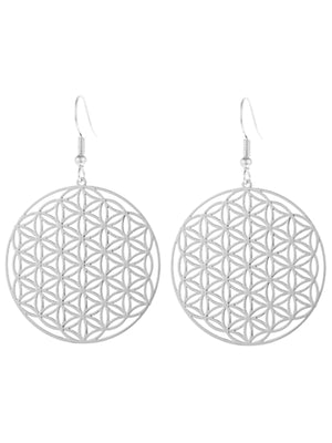 Silver Circle Laser Cut-Out Earrings