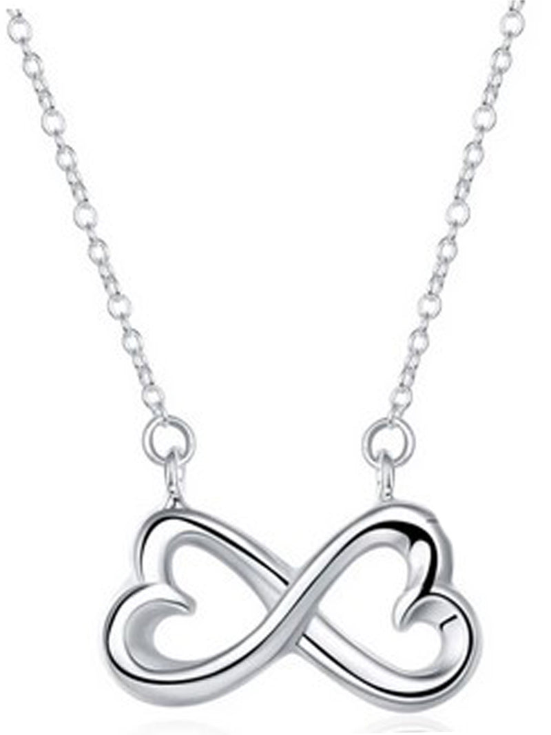 Sterling Silver Plated Infinity Heart Pendant Necklace