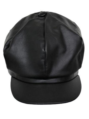 Genuine Leather 6 Panel Newsboy Cap Hat