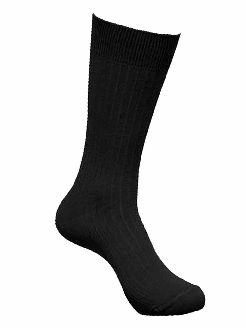 Mens All Black Crew Length Dress Socks 6 Pack