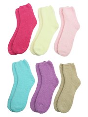 Warm & Toasty Solid Color 6 Pack Fuzzy Socks