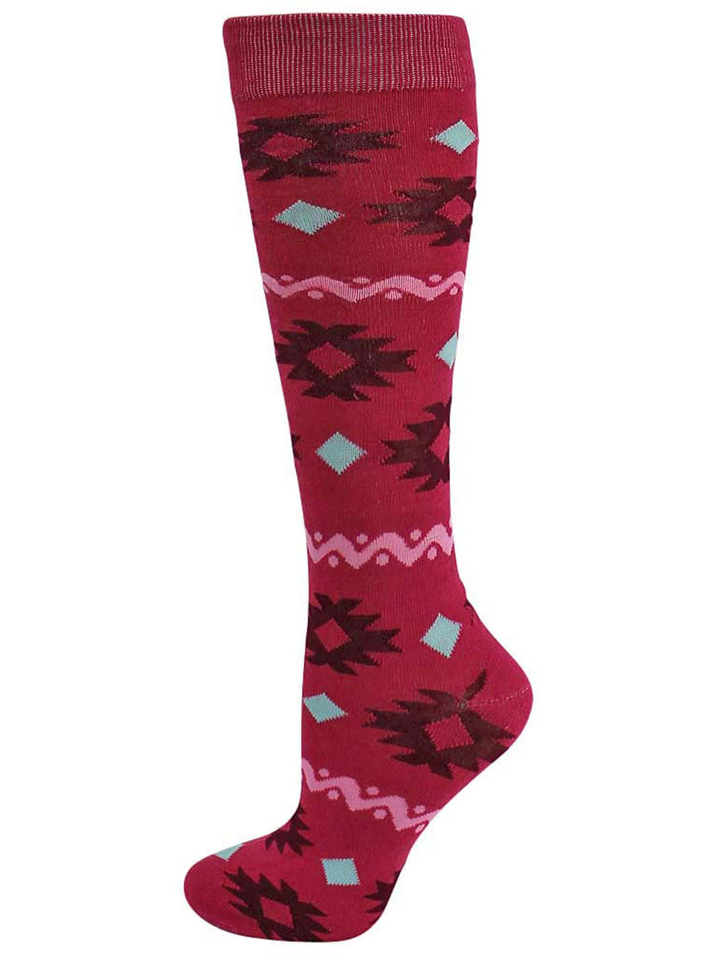 Aztec Print Womens 6 Pack Knee High Socks