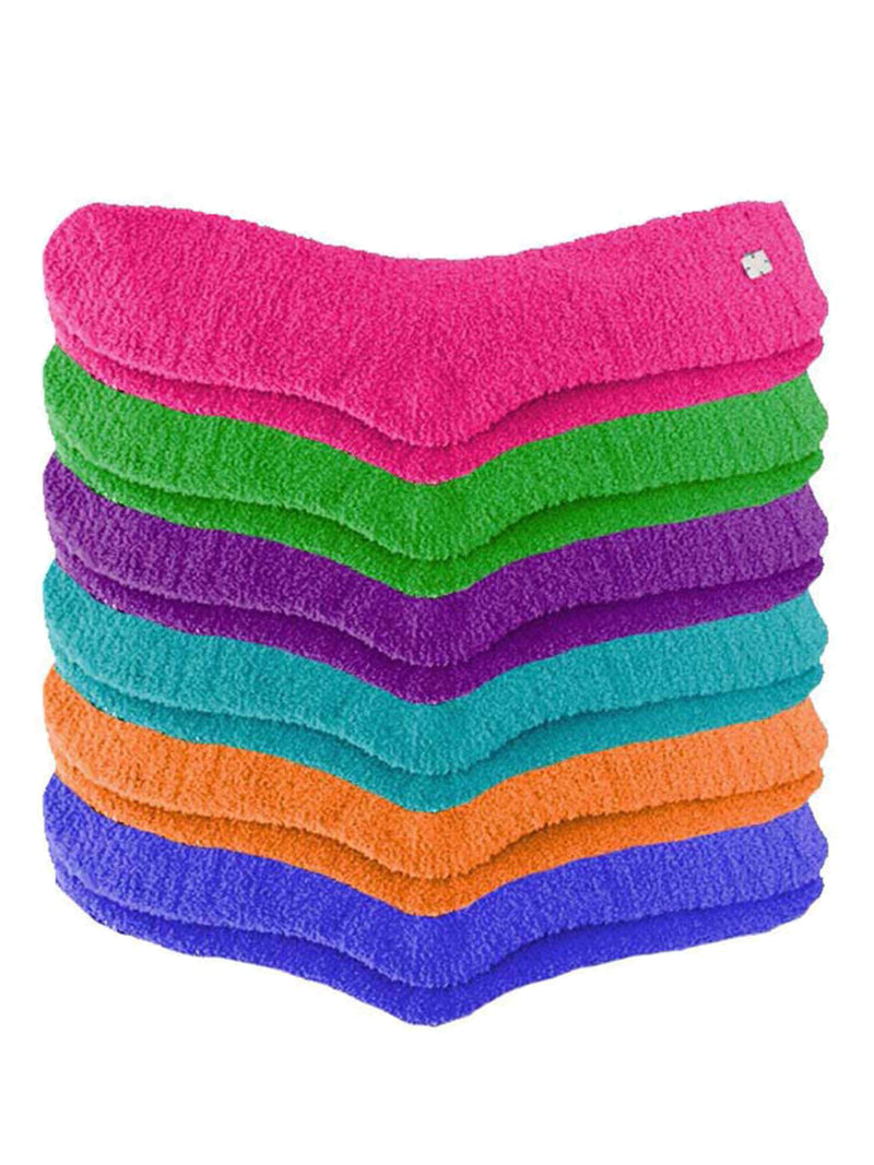Solid Color Toasty Plush 6 Pack Fuzzy Socks