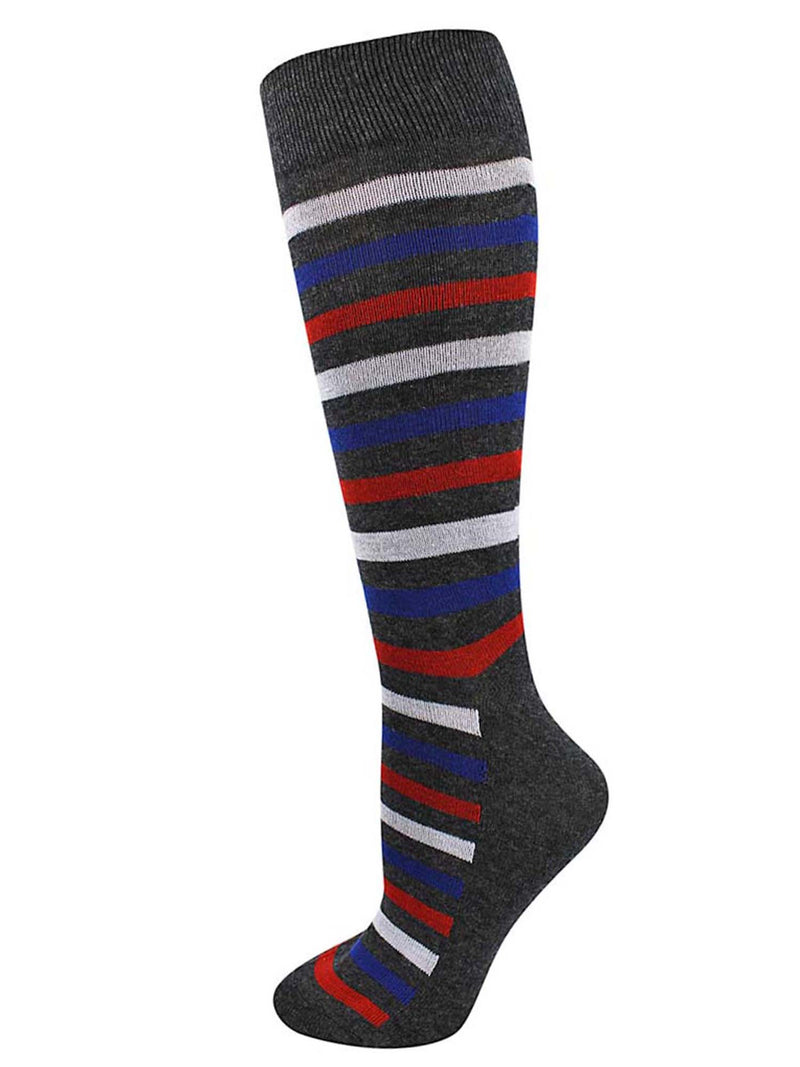 Fun Multicolor Striped Mens 6 Pack Dress Socks