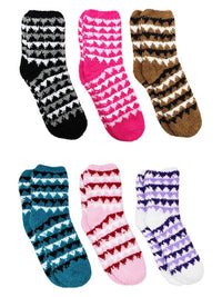 Aztec Triangle Print 6-Pack Assorted Soft Fuzzy Socks