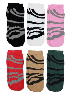 Zebra Print 6-Pack Assorted Soft & Fuzzy Socks