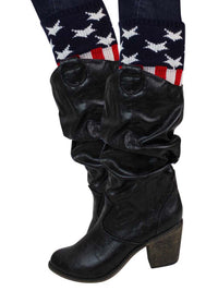 American Flag Print Knit Boot Cuff Leg Warmers