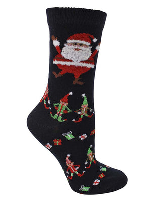 Christmas Holiday Print Womens 3 Pack Crew Socks