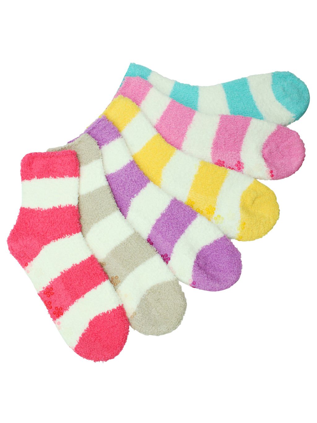 Light Multicolor Striped 6 Pack Fuzzy Womens Socks